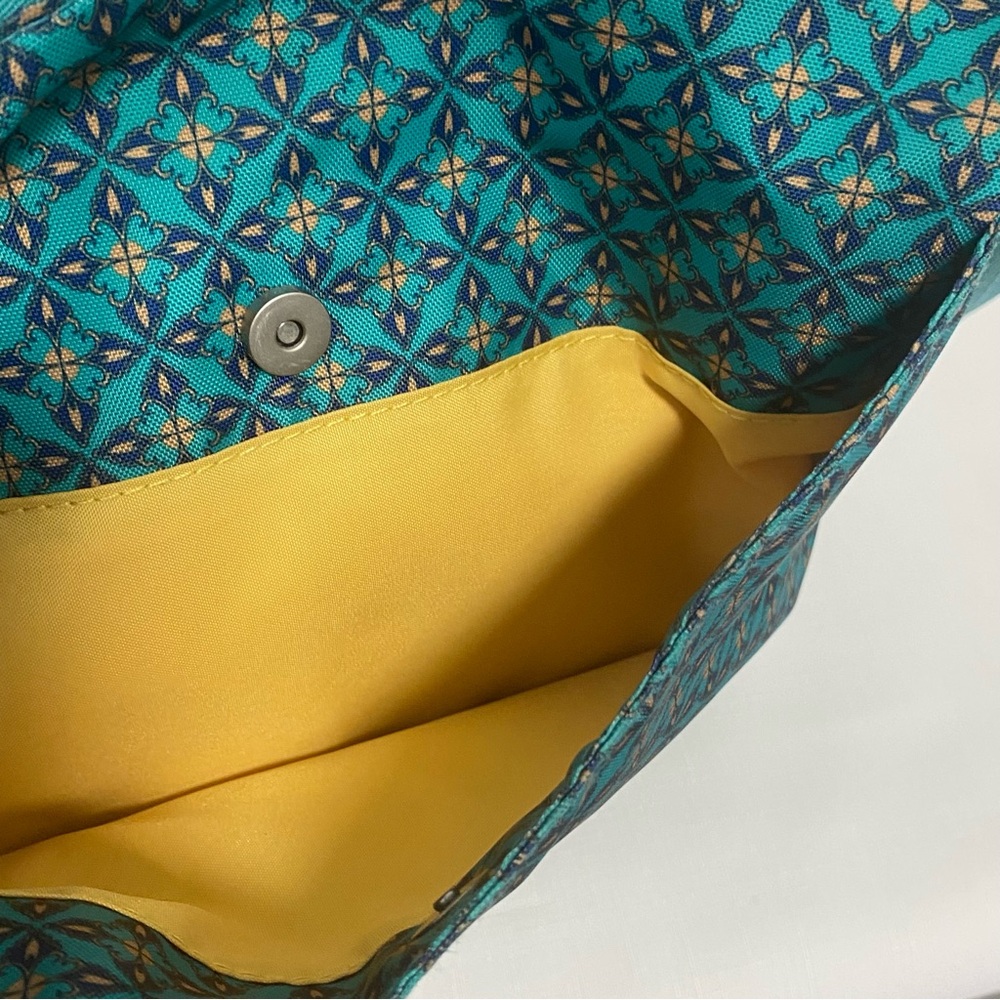 Baggallini Large Teal Geometric Pattern Crossbody Shoulder Bag & Wristlet - EC - Picture 8 of 14